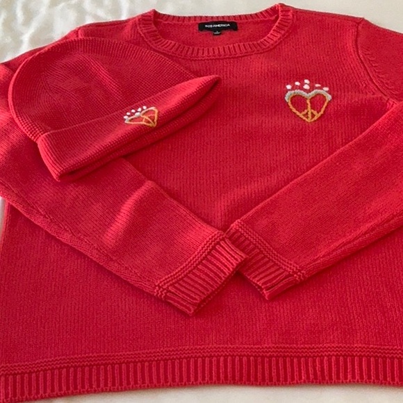525 America knit Coral/red Sweater 3 pc set - Picture 3 of 4